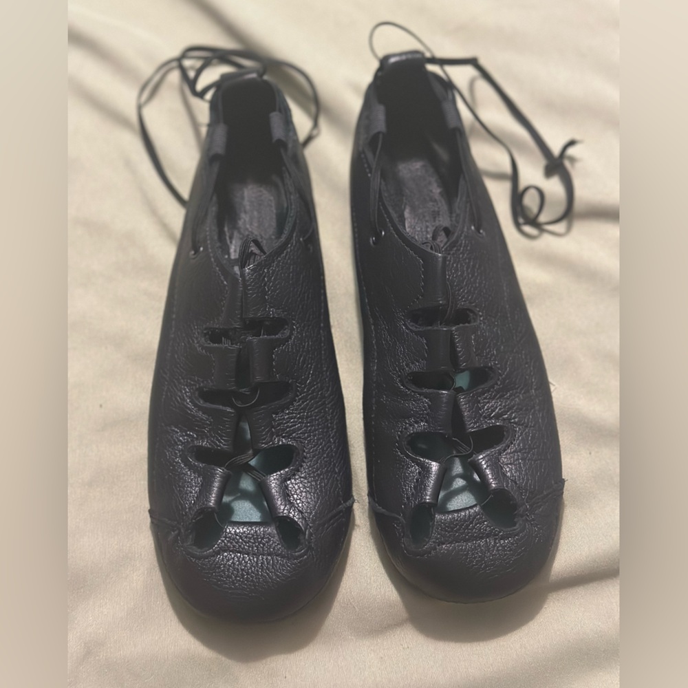 Black Leather Irish Dance Soft Shoes size 4.5